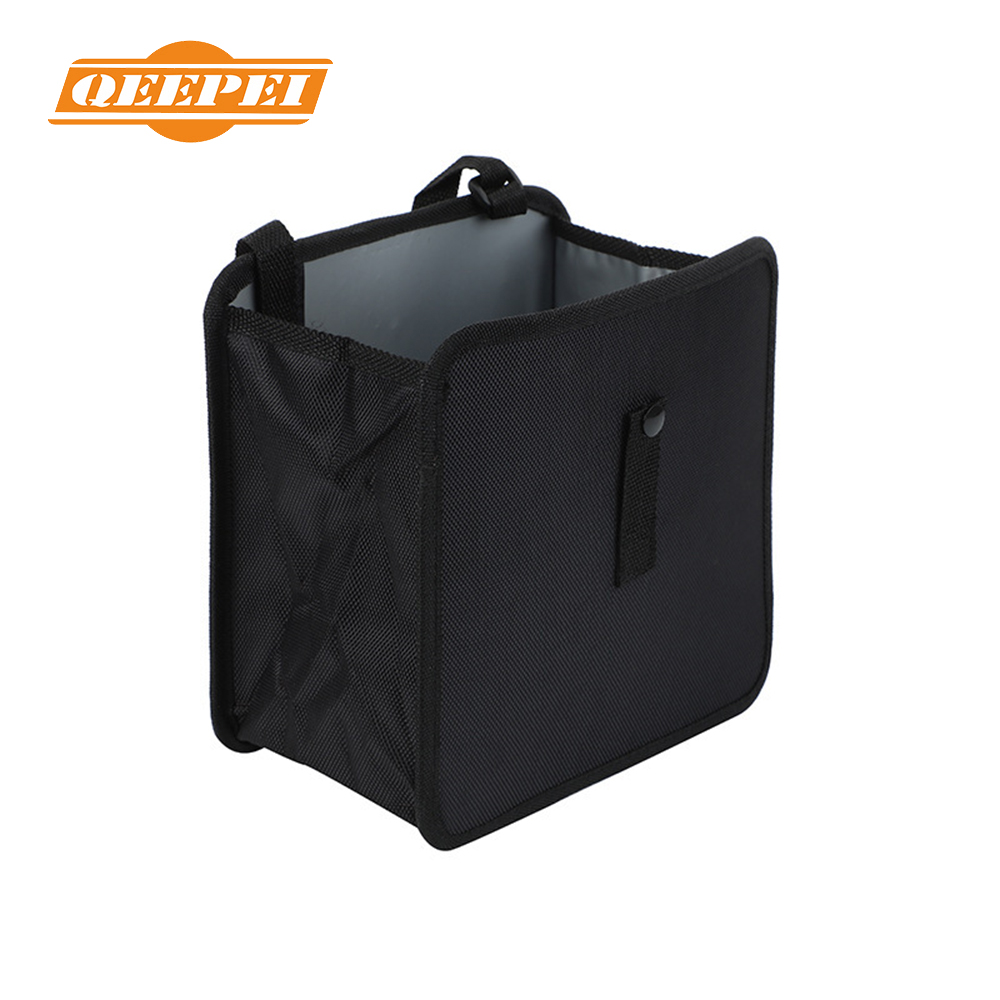 Car Trash Can Hanging Vehicle Garbage Storage Box Auto Interior Accessories Foldable Durable Red Faux Leather - View #12